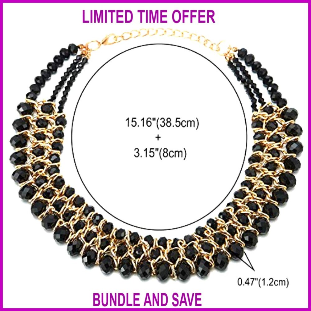 Three-Layer Statement Necklace Gold-Plated Braide… - image 3